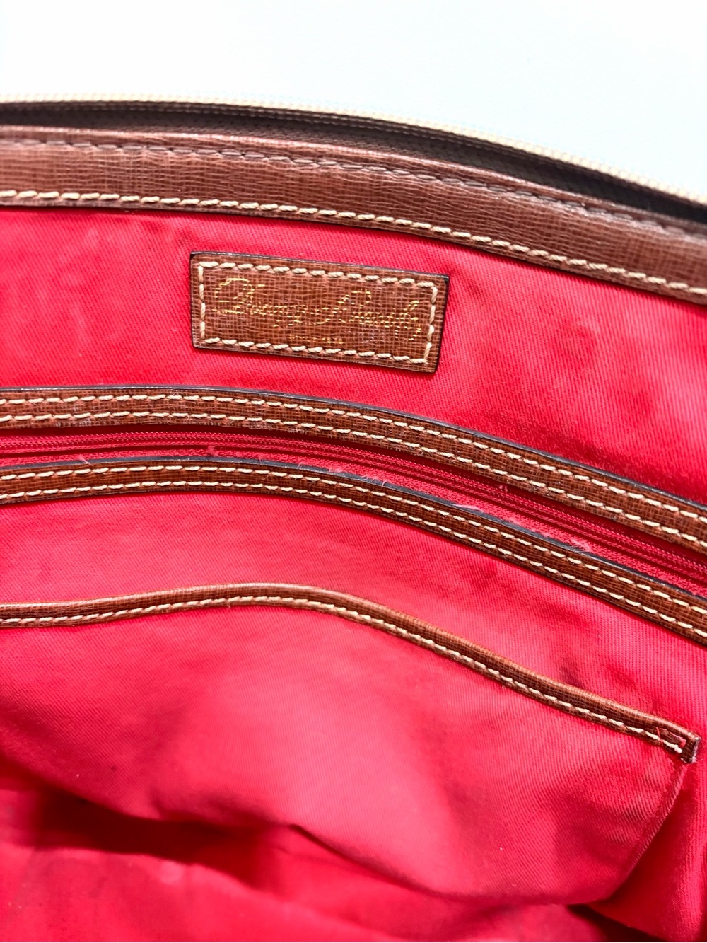 Dooney & Bourke Tan and Brown Signature Satchel with Pineapple Charm - Picture 7 of 9